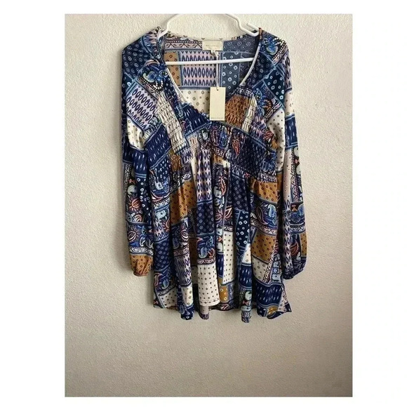 🆕Melloday Boho Patchwork Tunic Top M🆕 - Picture 3 of 10